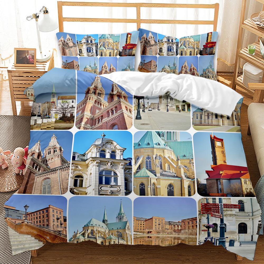 European and American construction three-piece 3D digital printing bedding quilt cover