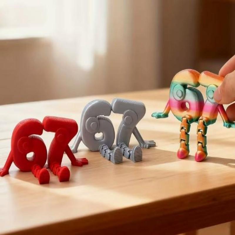 4pcs Package Colorful 67 Partners Movable Joints Number Figurine Desktop Ornament