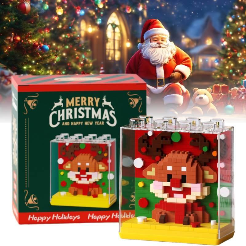 Kreatives Weihnachtsgeschenk Baustein-Set mit Weihnachtsmann und Feiertagsthema
