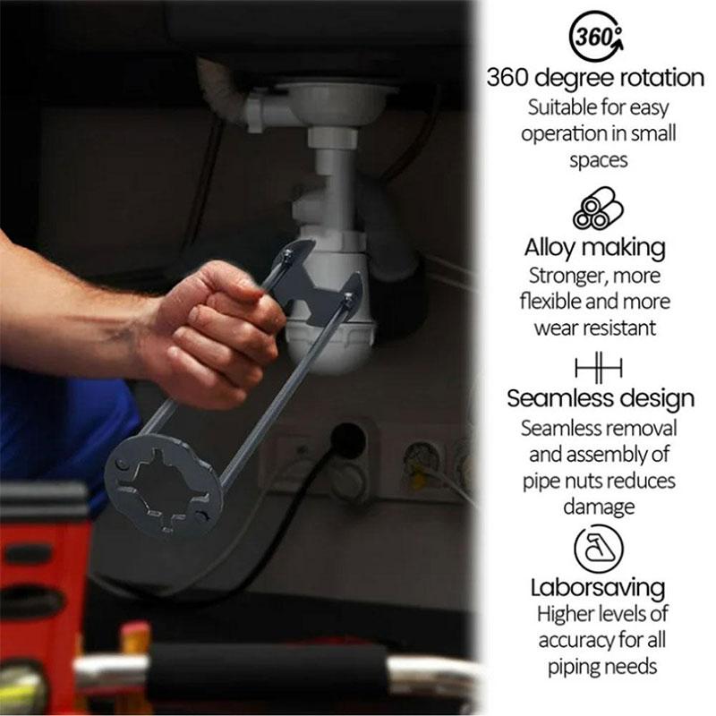 5-In-1 Multifunctional Sink Wrench Universal Pipeline Maintenant Tool Universal Tool Household Maintenance Faucet Nut Pipe Basin