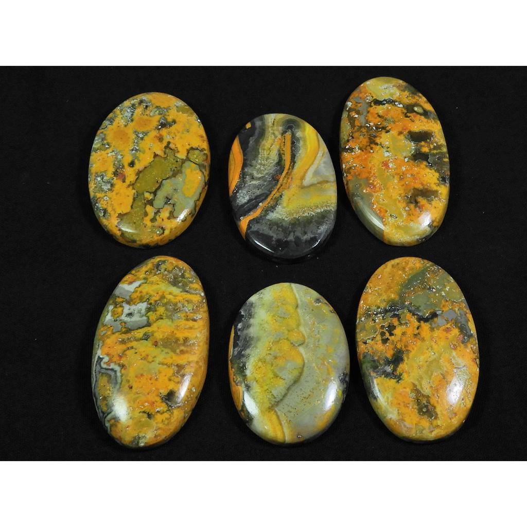 32-45MM Natural Bumble Bee Jasper Oval Cabochon Loose Gemstone 06Pcs Lot C-103