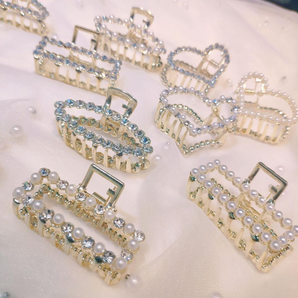 Buy Fashion Chic Metal Clamp Pearl Rhinestone Hair Clip Makeup Hair