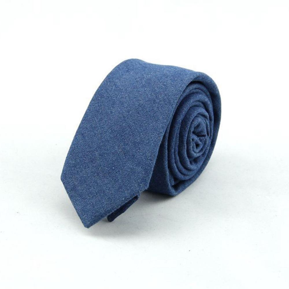 Adjustable Jean Fabric Tie Narrow Retro Cravat Simple Denim Men Necktie  Business