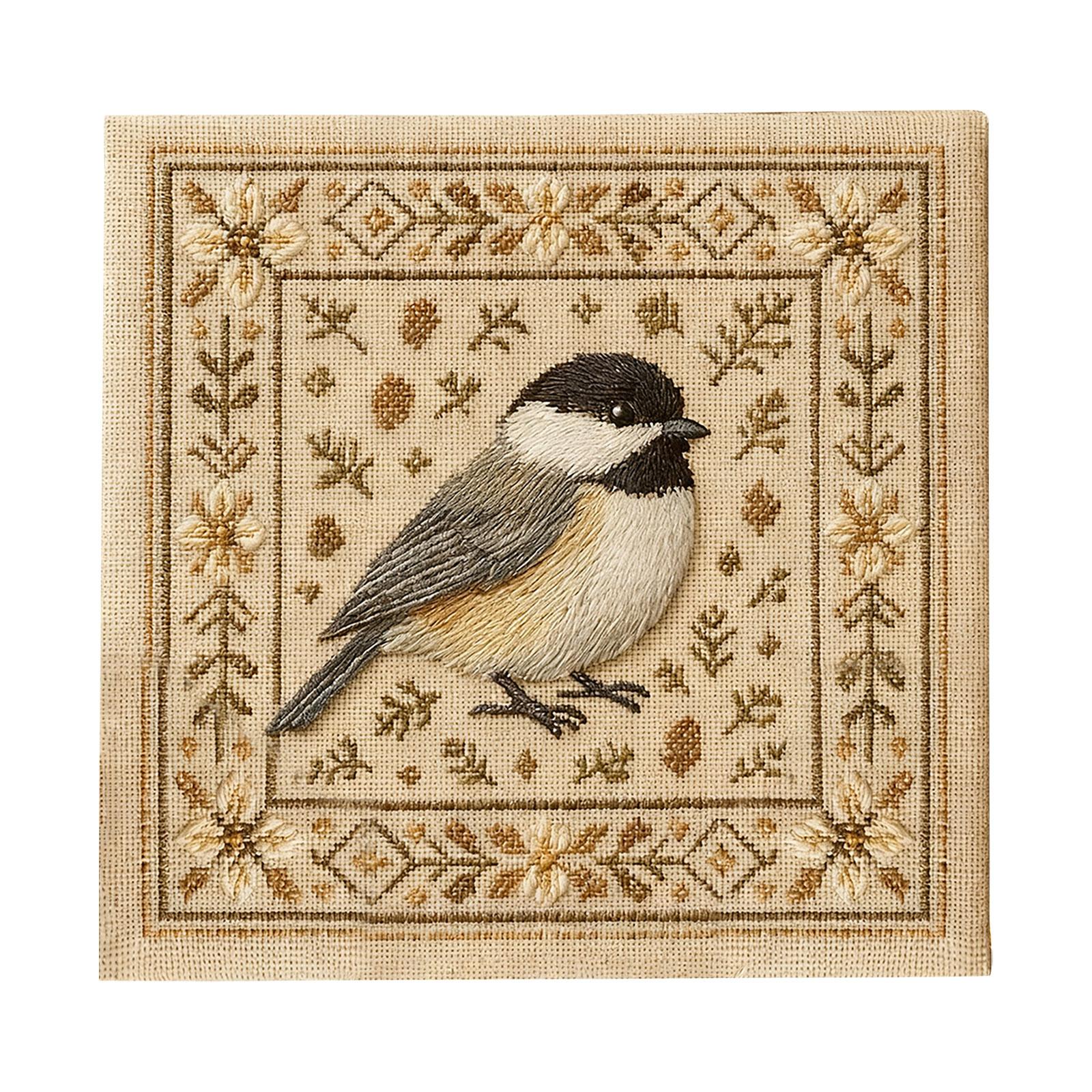 

Cross Kit With Floral Pattern, Cross Kit Personalized Bird Embroidery Kit For Adults Beginners, DIY Needlepoint Home Wall Art One Size