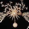 Corona Halo KC Dea del Sole Lolita Fatta a Mano Corona Nuziale Sposa Corona Foglia Cristallo Dorato Barocco Accessori per Capelli Tiara