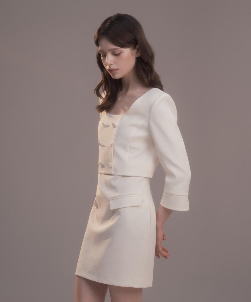Mausolleum Celina Button Dress - Cream