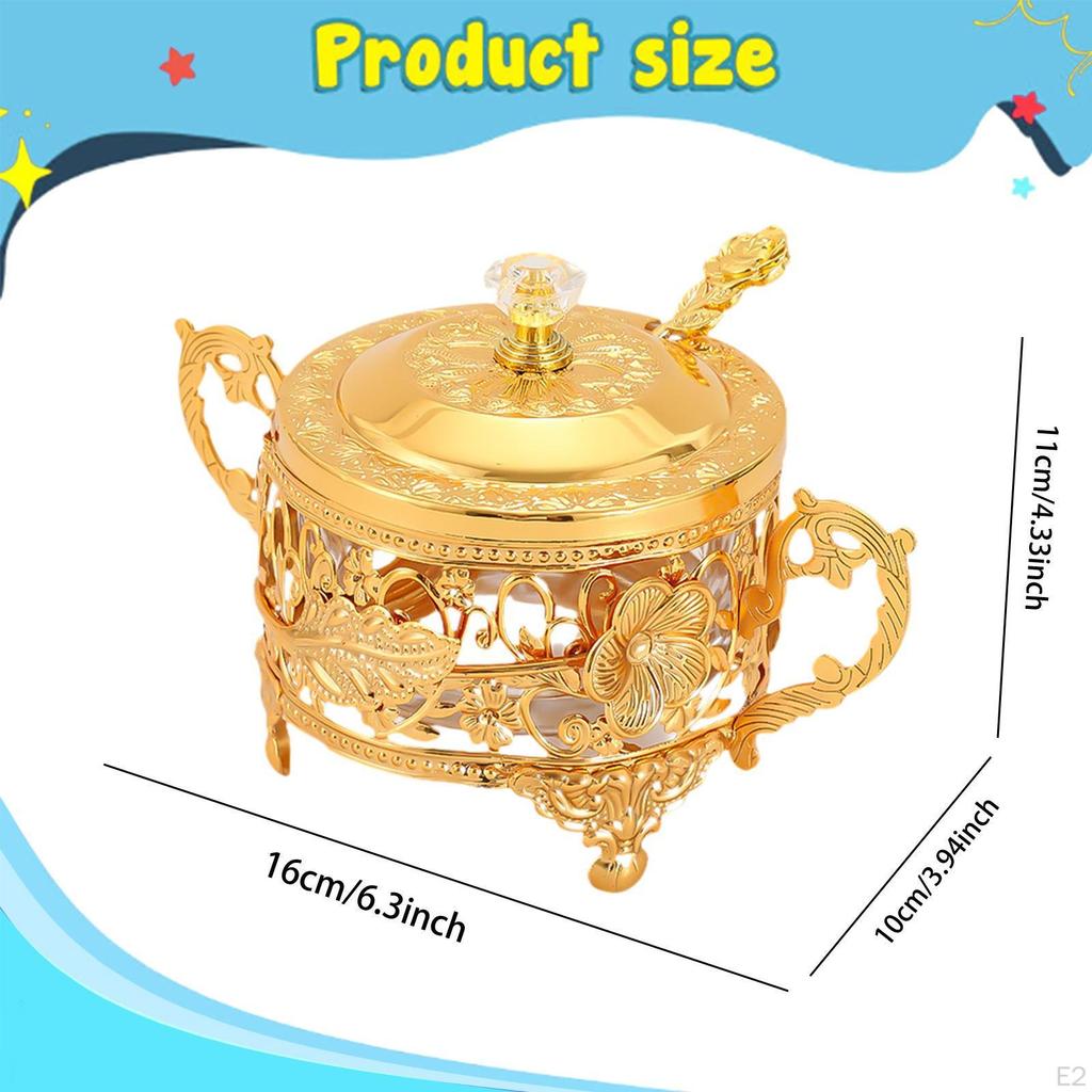 Sugar Bowl Storage Jar European Multifunctional Iron Candy Container for Kitchen Coffee Shop