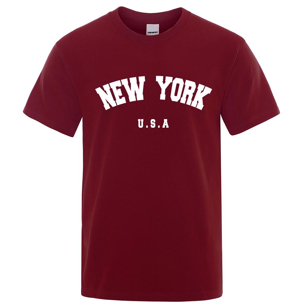 U.S.A New York City T Shirts Summer Cotton Tops Men's T-Shirt Short Sleeve Fashion Casual Men Streetwear O-neck Letter Tee Shirt