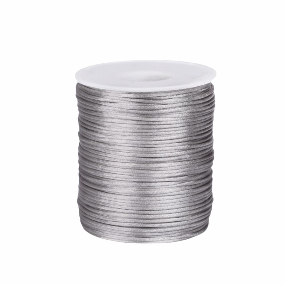 100m 1.5mm Braided Cord Solid Color Beading String Craft String Silk Rope  Chinese Knotting серый