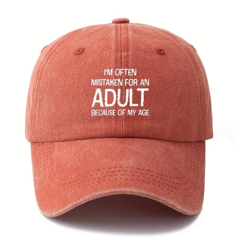 

1pc Washed Mistaken for An Adult Baseball Cap for Men,Adjustable Snapback Trucker Hat , Casual Outdoor Retro Funny Flat Hats Adjustable помаранчевий