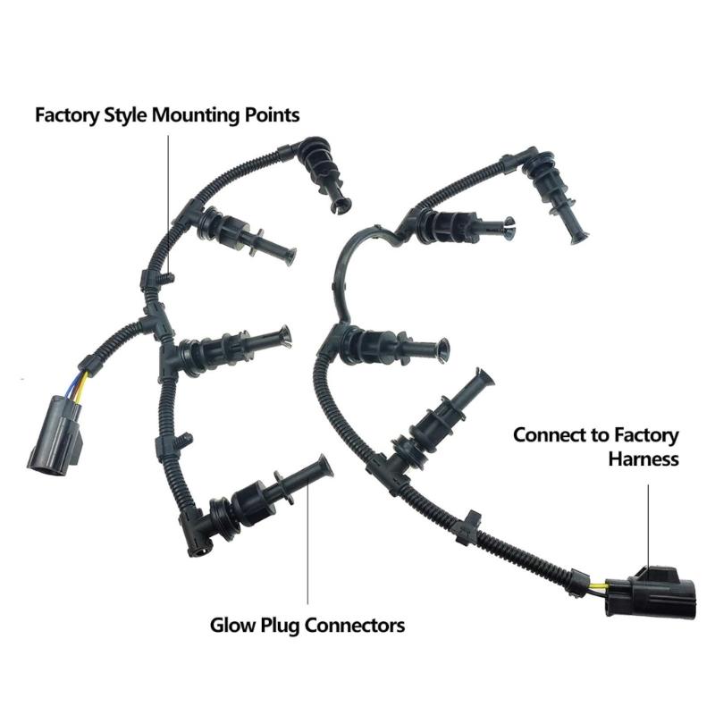 Preheat Wiring Harness Replacement Set for F250 F350 F450 F550 2008-2010, 2 Piece Branch Harness, Part Number 8C3Z12A690AA