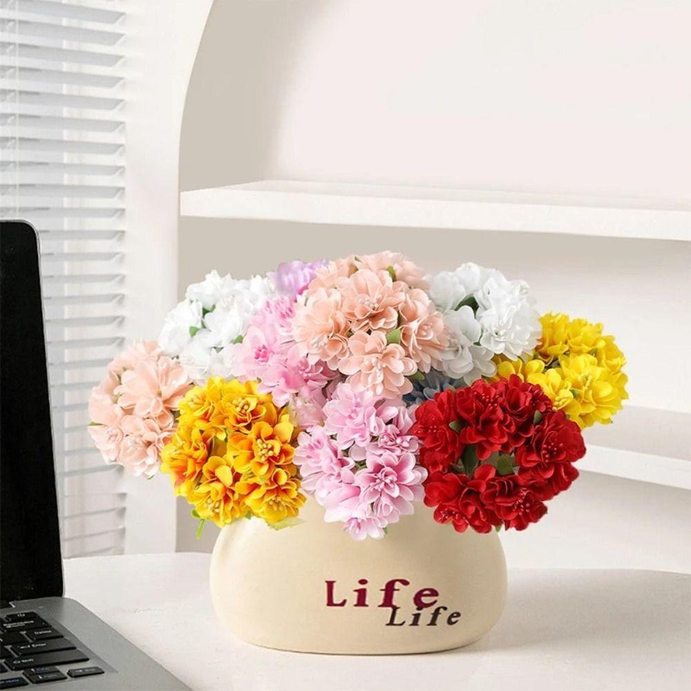 6Pcs/Set Elegant Silk Material Silk Artificial Flowers Handmade 11CM Fake Flowers Flowers Bouquet Home Decor