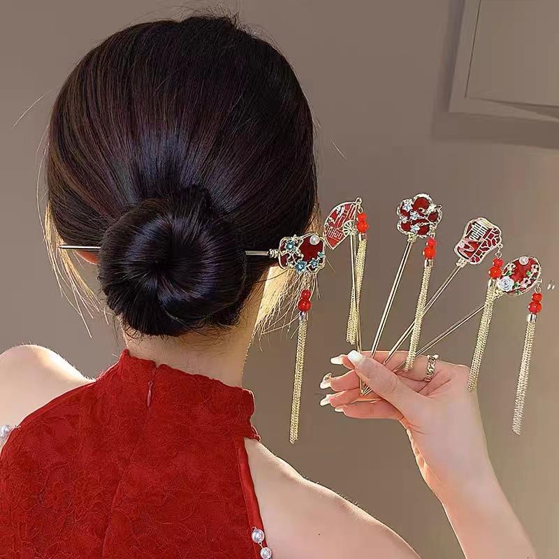 Retro Chinesische Elegante Quaste Haarnadel Fan Haar Stick Haar Zubehör Hanfu Pografie Requisiten