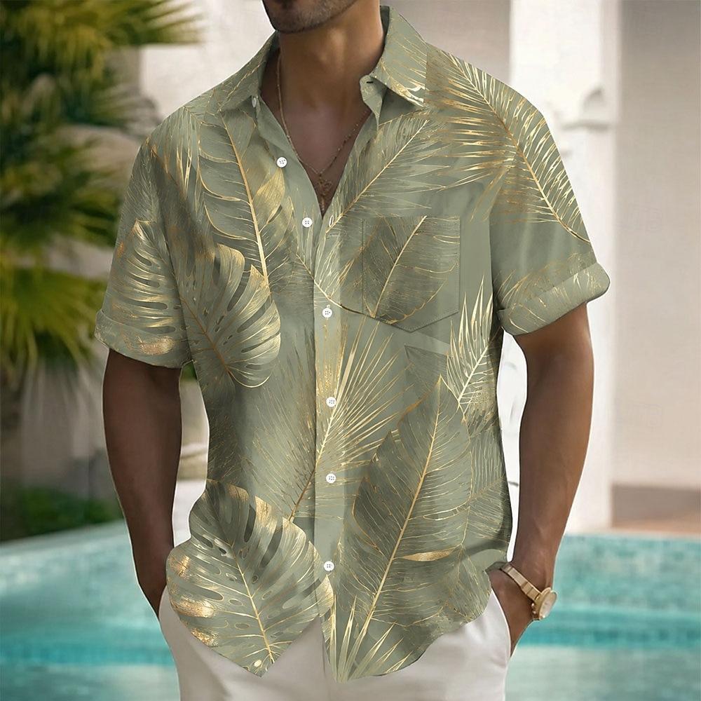 Men's Palm Leaf Coconut Palm Tropical Plants Hawaiian Shirt Tropical Shirts Aloha Shirt Short Sleeve