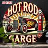 D Flat Pc Hot Rod Garage Aluminum Metal Tin Sign Round Retro Cars Wall Art Flame Pattern Rustic Garage Decor for Home