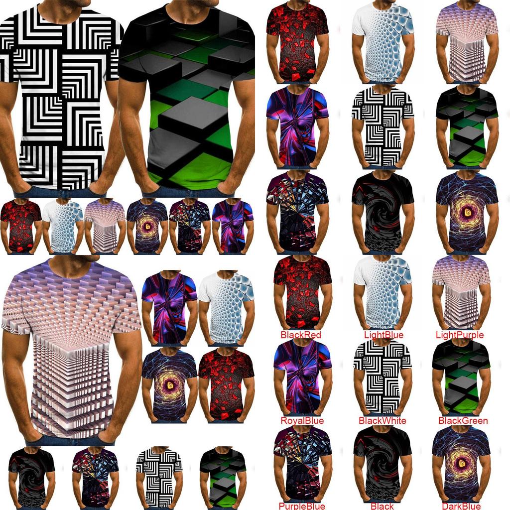 Men 3d Vortex Psychedelic Printed T-shirts Soft Breathable Short Sleeve Tee Tops
