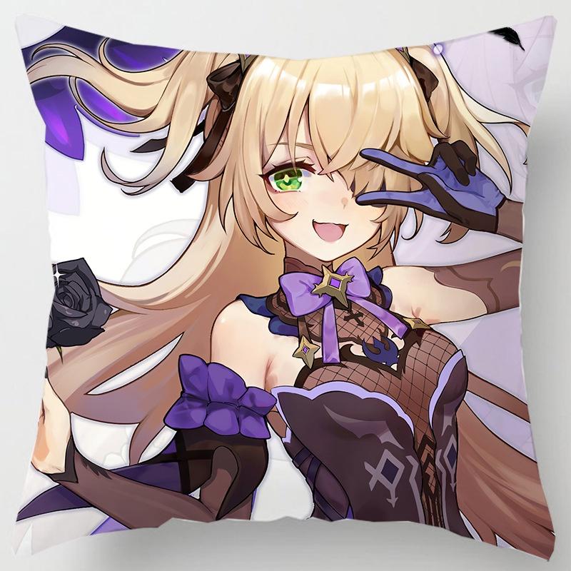 Genshin Impact Cushion Cover Back Support Pillow Case Soft Sofa Decoration 18in