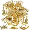 7/14pcs Golden Musical Instrument Ornaments Miniature Guitar Violin Saxophone Figurines Dollhouse Miniatures Desktop Decorations