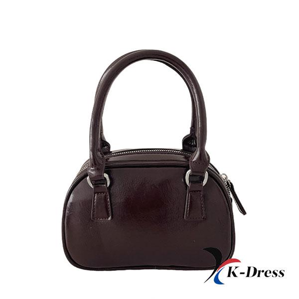 Emaille Mini Crossbody Bowling Bag Two-Way Strap Tote Leren Telefoontasje