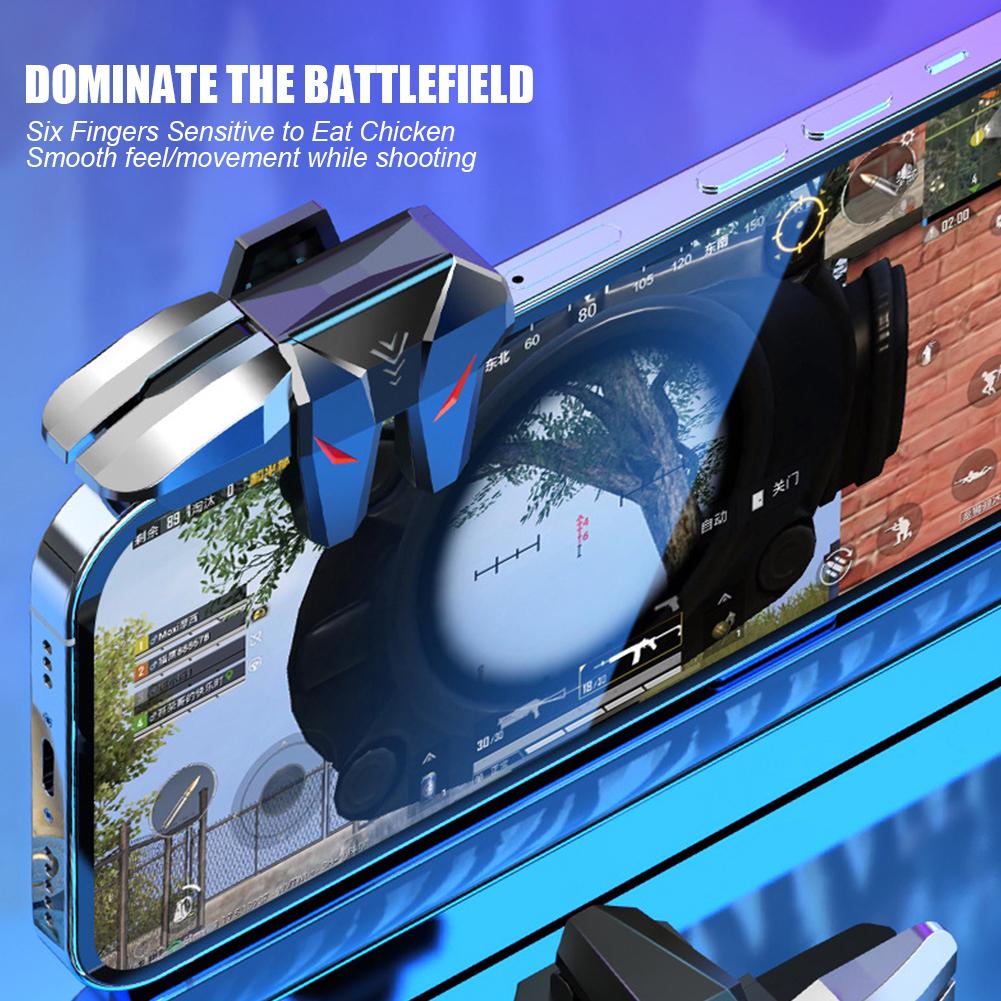 1 Coppia S1 Joystick a 6 Dita per Mangiare Pollo Pulsante Meccanico Assistito da Tasti Accessorio per Gaming su Cellulare