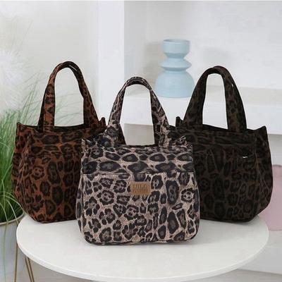 High Quality Leopard Print Lunch Bag Portable Large Capacity Tote Bag Multifunctial Thickned Handbag