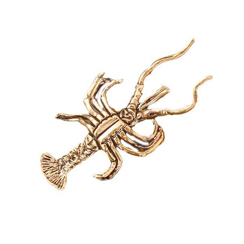 Pure Brass Artificial Lobster Miniature Figurines Vintage Ornament Fish Tank Landscaping Ornaments Office Desktop Decor Ornament
