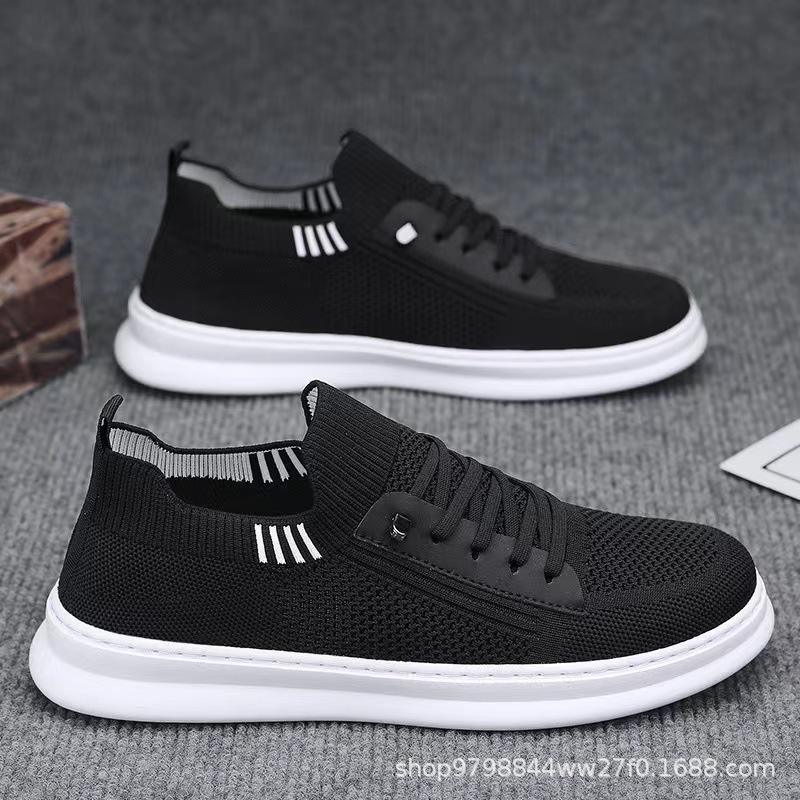 

Men s shoes 2025 summer new men s fly-woven sports casual shoes versatile lightweight trendy shoes one-pedal lazy shoes men 44 чорний