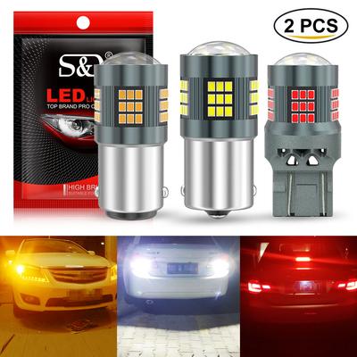 2X P21W LED 1156 BA15S BAU15S PY21W 1157 BAY15D P21/5W Led T20 7440 W21W WY21W 7443 W21/5W Bulbs 57SMD Car Turn Signal Brake Reverse Lights Auto Lamp