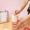 2 Layer 2 in1 Cooling Storage Glass 650ML Vacuum Mug Portable Straw Cup  Drinkware