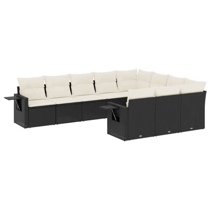 VidaXL Garden Lounge Set with Cushions 10 Pcs, Patio Sofas, Patio Furniture Set, Outdoor Furniture, Black 3253023