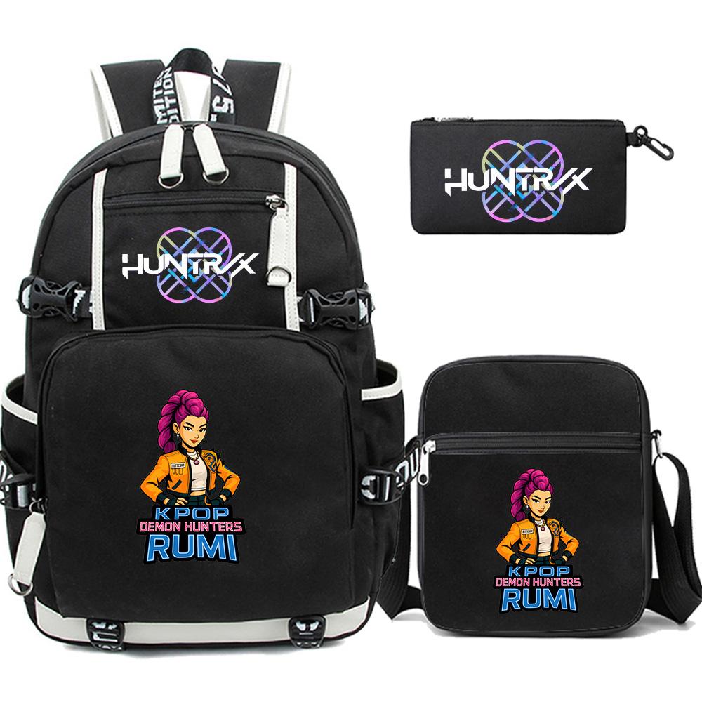 3Pcs/set K-pop Printed Backpack with Pengcil Case Shoulder Bag for Teenager Girl Boy Bookbag Large Capacity Waterproof Travel Bag Kid Gift Mochila