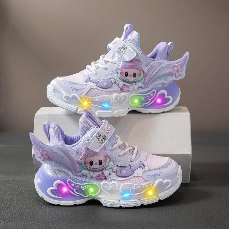 Labubu 2025 Herbst Leucht-Mesh-Sneaker für Grundschulmädchen