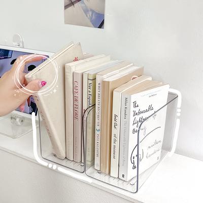Portable Acrylic Book Stand U-Shaped Transparent Desk Storage Rack Free Combination Book Folder Home Office Bookshelf Organizer