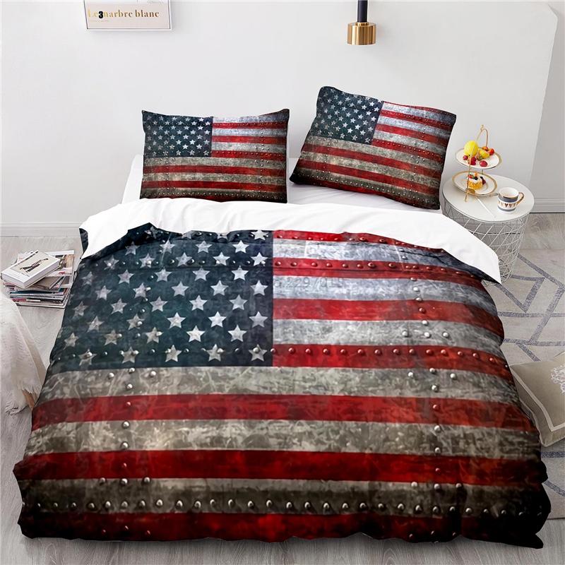 Nový design Americká vlajka 3D Ložní souprava Potisk Povlak na přikrývku Set povlaku na přikrývku s povlakem na polštář Au Eu Us Velikost Twin Full Queen King