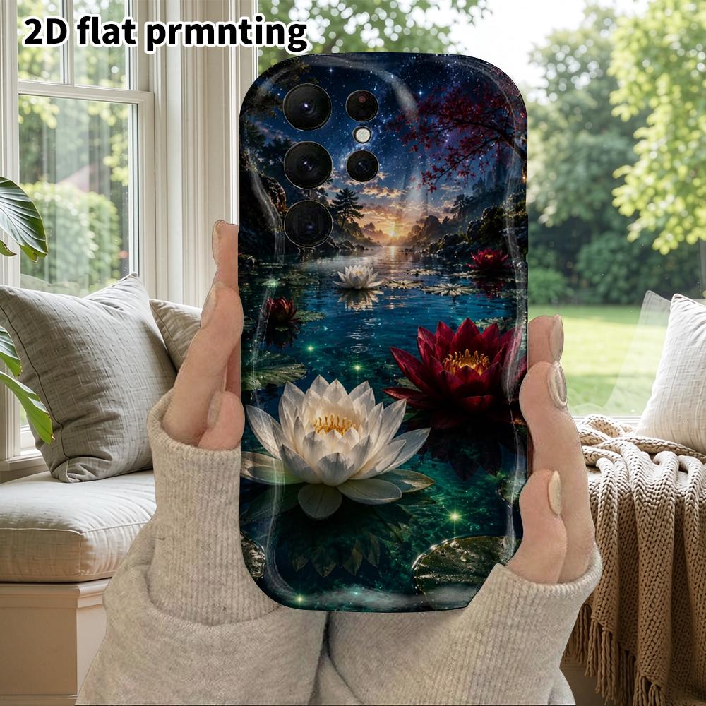 Phone Case: 2D Flat Samsung Galaxy A34 A35 M05 M06 S20 S22 S21 FE Plus 5G Protective Case, Couples Style, Water Lily Secret Garden, Christmas and Hall