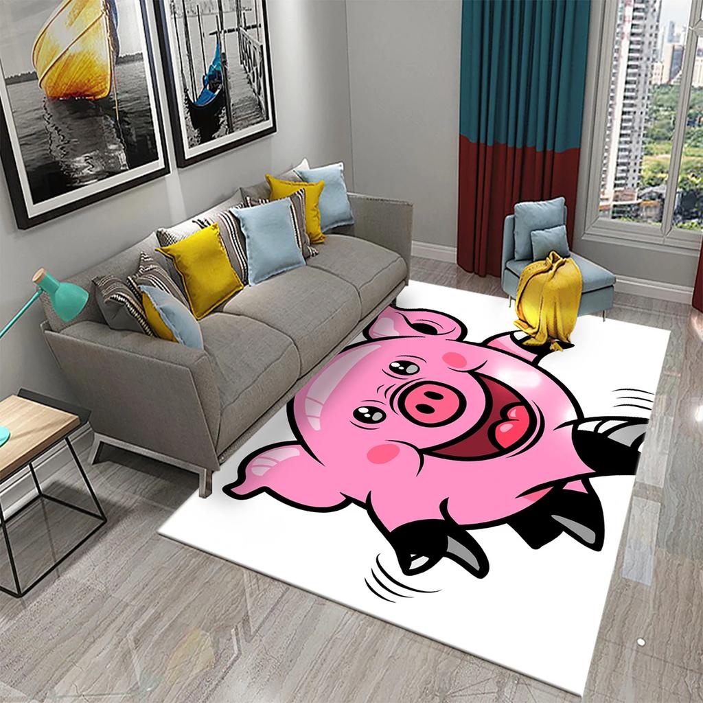 Cute Cartoon Pig Carpet Lovely Animal Floor Mat for Bathroom Decor Carpet Non-Slip for Living Room Kitchen Bedroom Doormat Mats