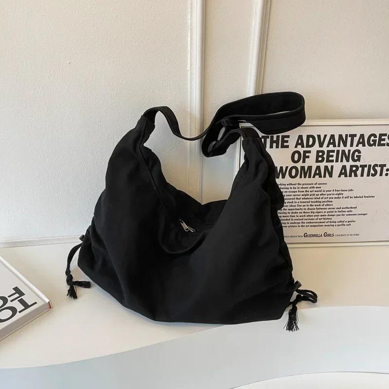 Large Capacity Canvas Shoulder Bag For Women College Student Book Bag Fashion Travel Shopping Crossbody Bag School MessengerBag