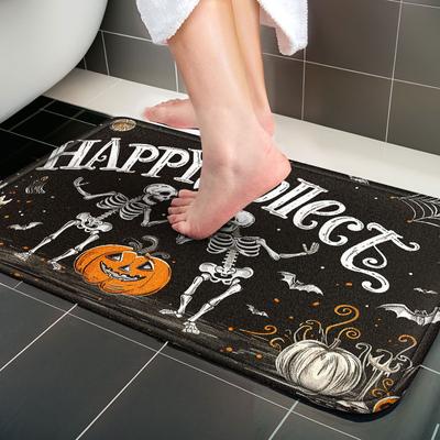 Halloween Skeleton Friends Doormat Skull Welcome Door Mat for Home Floor Rugs Non-Stick Bathmat Halloween Decoration Supplies