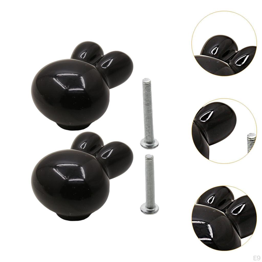 Mini Rabbit Figurine Drawer Handle Animal Sculpture Ceramic Door Cabinet Knob for Home