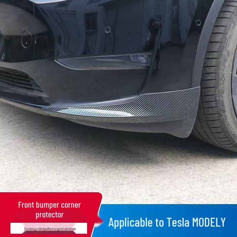 Tesla Model Y Front Lip & Splitter, No-Drill Bumper, Corner Protectors, Anti-Collision Strips, Front Surround Upgrade
