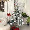 3pcs Vintage Style Christmas Balls Glitter Lightweight Hanging Ornaments Feather Design 3 Pieces Set Xmas Tree Pendants