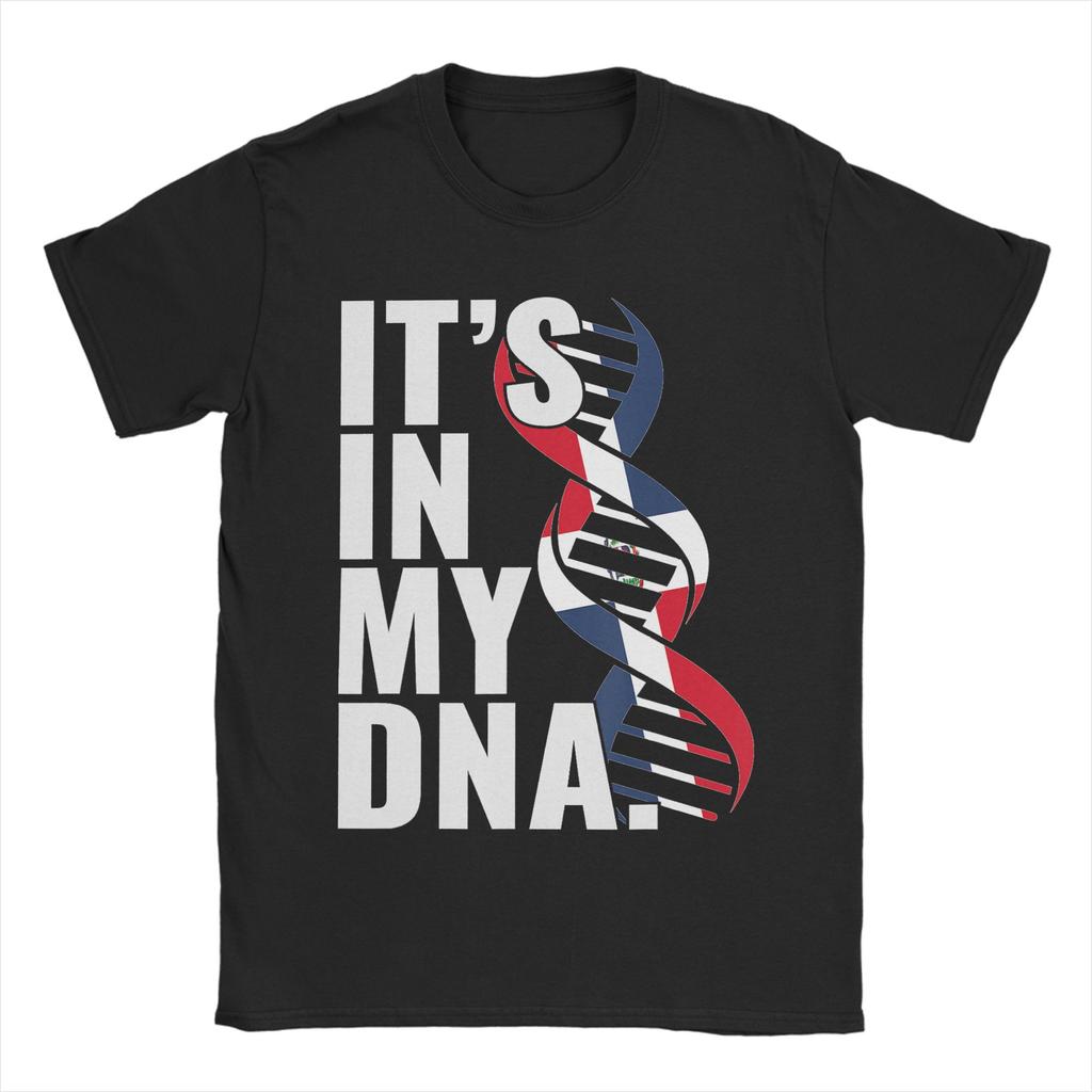 Dominican Republic Roots Flag Fingerprint Graphic TShirts for Unisex Cotton Tees Round Collar Short Sleeve T Shirts Gift Idea Tops