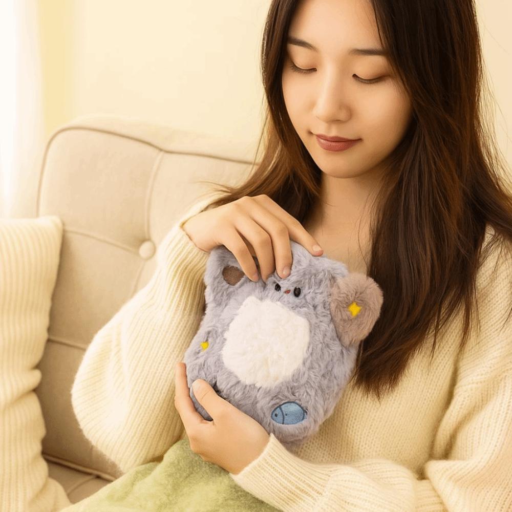 Plush Cover Warm Water Bag Portable Plush Hot Water Bag Detachable Insulation Bottle Women Period