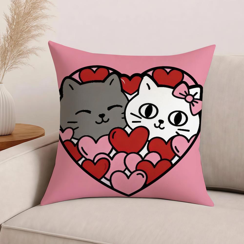 Cartoon Animal Heart Lovers Valentine's Day Pillow Case Office Cushions Suitable For Sofa Car Bedroom Decorative Cushion Cover
