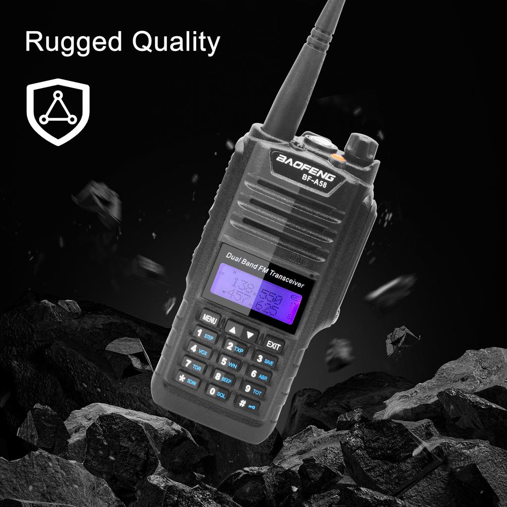 Baofeng Walkie Talkie BF-A58 IP57 Waterproof VHF UHF Dual Band 5W 128Ch FM Dustproof Shatter Resistent Two Way Radio W/ Headset
