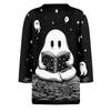 Women's 3/4 Sleeve Loose Fit Casual Shirt Round Neck Pullover Top Halloween Print Graphic T-Shirt for Everyday Wear
