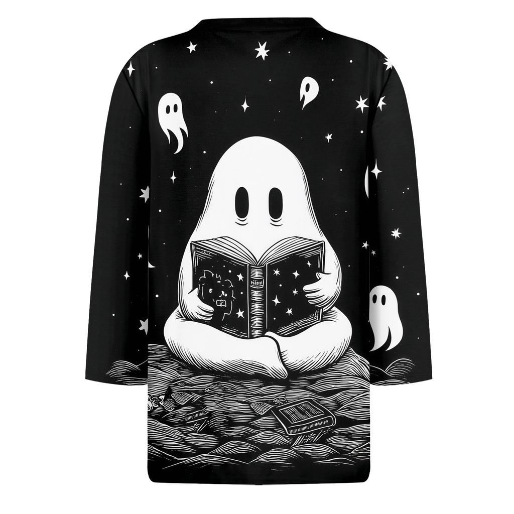 Women's 3/4 Sleeve Loose Fit Casual Shirt Round Neck Pullover Top Halloween Print Graphic T-Shirt for Everyday Wear
