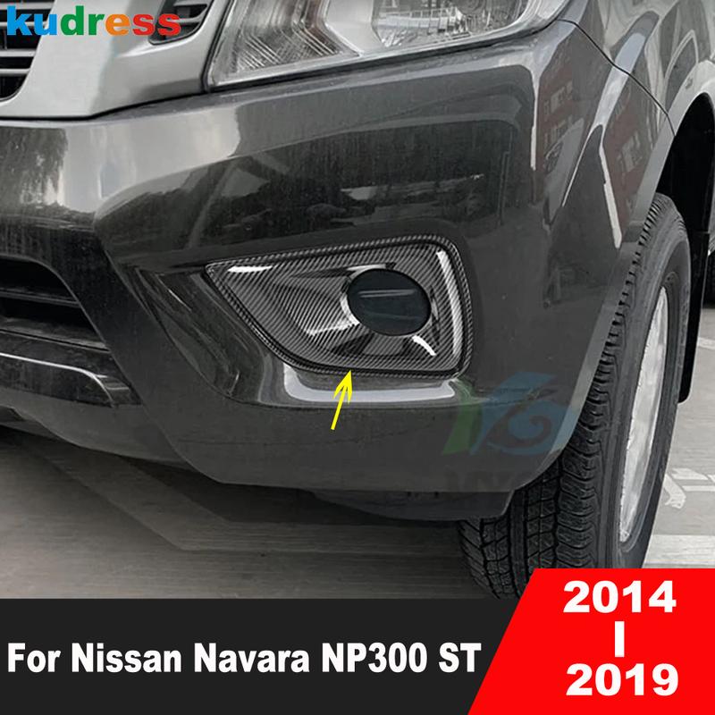 For Nissan Navara NP300 ST 2014-2016 2017 2018 Carbon Car Front Fog Light Lamp Cover Trim Foglight Bezel Trims Accessories