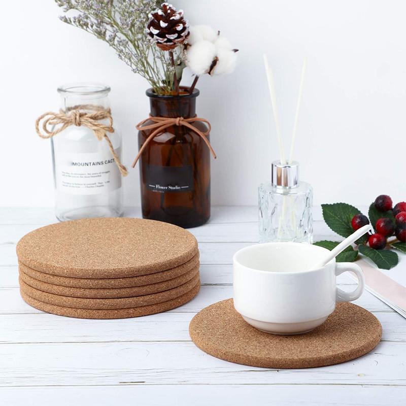 10PCS Cork Coaster for Drink, 90mm/3.54inch Round Absorbent Reusable Cork Mats Blank Coasters for Wine Glass Cup Mug DIY Crafts