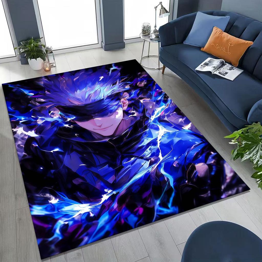 Anime Jujutsu Kaisen Yuji Satoru Kreskówkowy Dywanik do Sypialni Salonu Sofy Dekoracja Domu Wycieraczka, Duża Mata Podłogowa Antypoślizgowa do Zabawy dla Dzieci